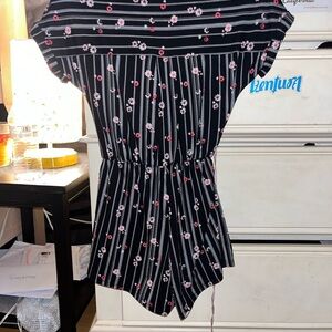 Black romper with cute floral print